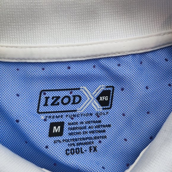 Izod XFG cool-fx white blue golf athletic shirt men's size M - Picture 6 of 8